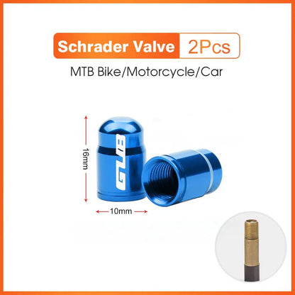 2pcs GUB Aluminum CNC Bicycle Tire Valve Cap MTB Road Bike Tube Tyre Gas Nozzle Cover for AV FV Schrader Presta Valve Dustproof Beauty World Shop