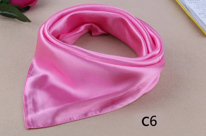 WZCX 60*60cm Women Solid Color Silk Scarf Spring Autumn Fashion New Simple Square Scarfs For Ladies Female Scarf Beauty World Shop