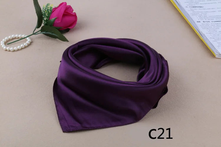 WZCX 60*60cm Women Solid Color Silk Scarf Spring Autumn Fashion New Simple Square Scarfs For Ladies Female Scarf Beauty World Shop