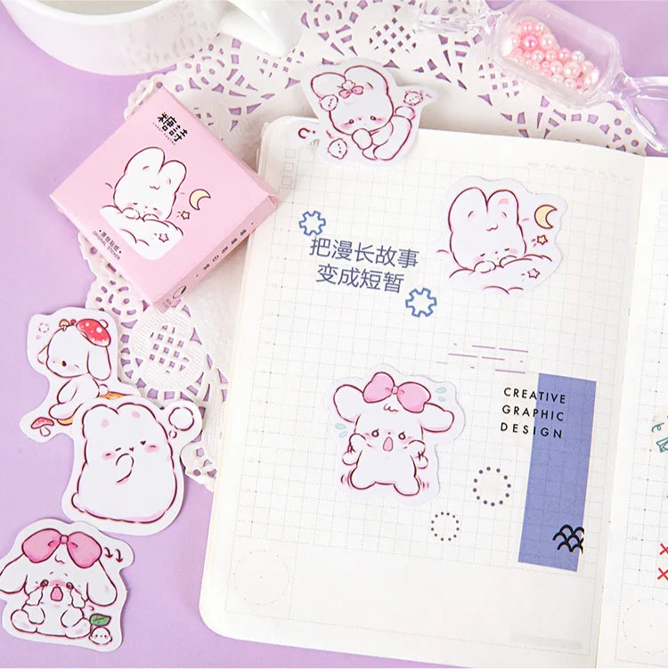 45 pcs/box Cute rabbit daily Kawaii Decoration Stickers Planner Scrapbooking Stationery Korean Diary Stickers Beauty World Shop