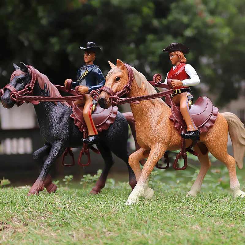 Oenux Farm Stable House Model Action Figures Emulational Horseman Horse Animals Playset Figurine Cute Educational Kids Toy Gift Beauty World Shop