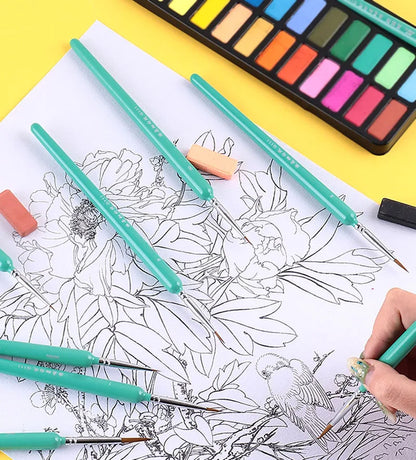 4/5/10pcs Miniature Hook Line Pen Art Painting Brushes Weasel Hair Paint Brush Gouache Watercolor Oil Paint Artists Hand Painted Beauty World Shop