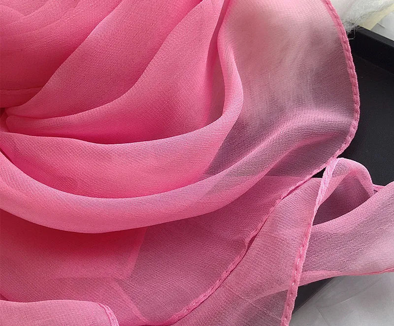 Fashion Four Seasons Women Plain Color Thin Soft Beach Thin Silky Georgette Scarf Shawls Long Wraps Beach Sunscreen Hijab Beauty World Shop