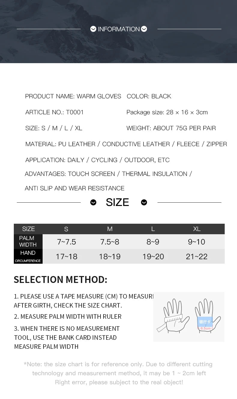 Winter Ski Gloves Men Bike Cycling Gloves Windproof Cold Proof Full Finger Outdoor Waterproof Bicycle Motorcycle Riding Mitten Beauty World Shop