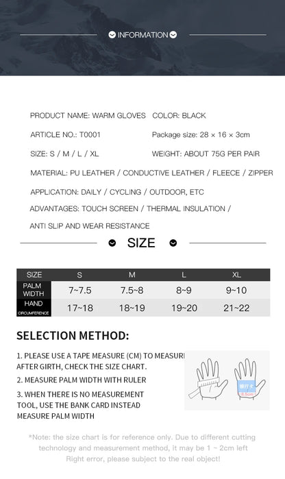 Winter Ski Gloves Men Bike Cycling Gloves Windproof Cold Proof Full Finger Outdoor Waterproof Bicycle Motorcycle Riding Mitten Beauty World Shop