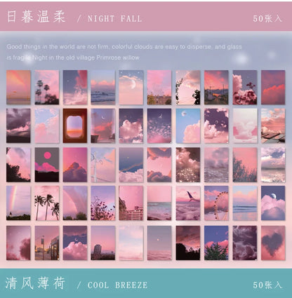 Yoofun 50 Sheets Natural Scenery&Art Paintings Stationery Stickers Book Aesthetic Landscape Cute Scrapbooking Planner Journaling Beauty World Shop