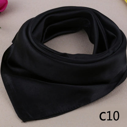 WZCX 60*60cm Women Solid Color Silk Scarf Spring Autumn Fashion New Simple Square Scarfs For Ladies Female Scarf Beauty World Shop