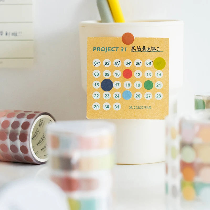 Yoofun 5*300cm Color Dots Decorative Adhesive Washi Tape Masking Tape DIY Scrapbooking Sticker Label Japanese Stationery Beauty World Shop