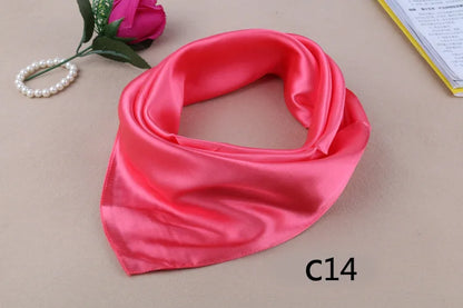 WZCX 60*60cm Women Solid Color Silk Scarf Spring Autumn Fashion New Simple Square Scarfs For Ladies Female Scarf Beauty World Shop