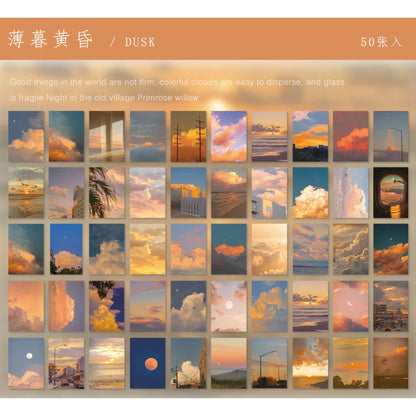 Yoofun 50 Sheets Natural Scenery&Art Paintings Stationery Stickers Book Aesthetic Landscape Cute Scrapbooking Planner Journaling Beauty World Shop