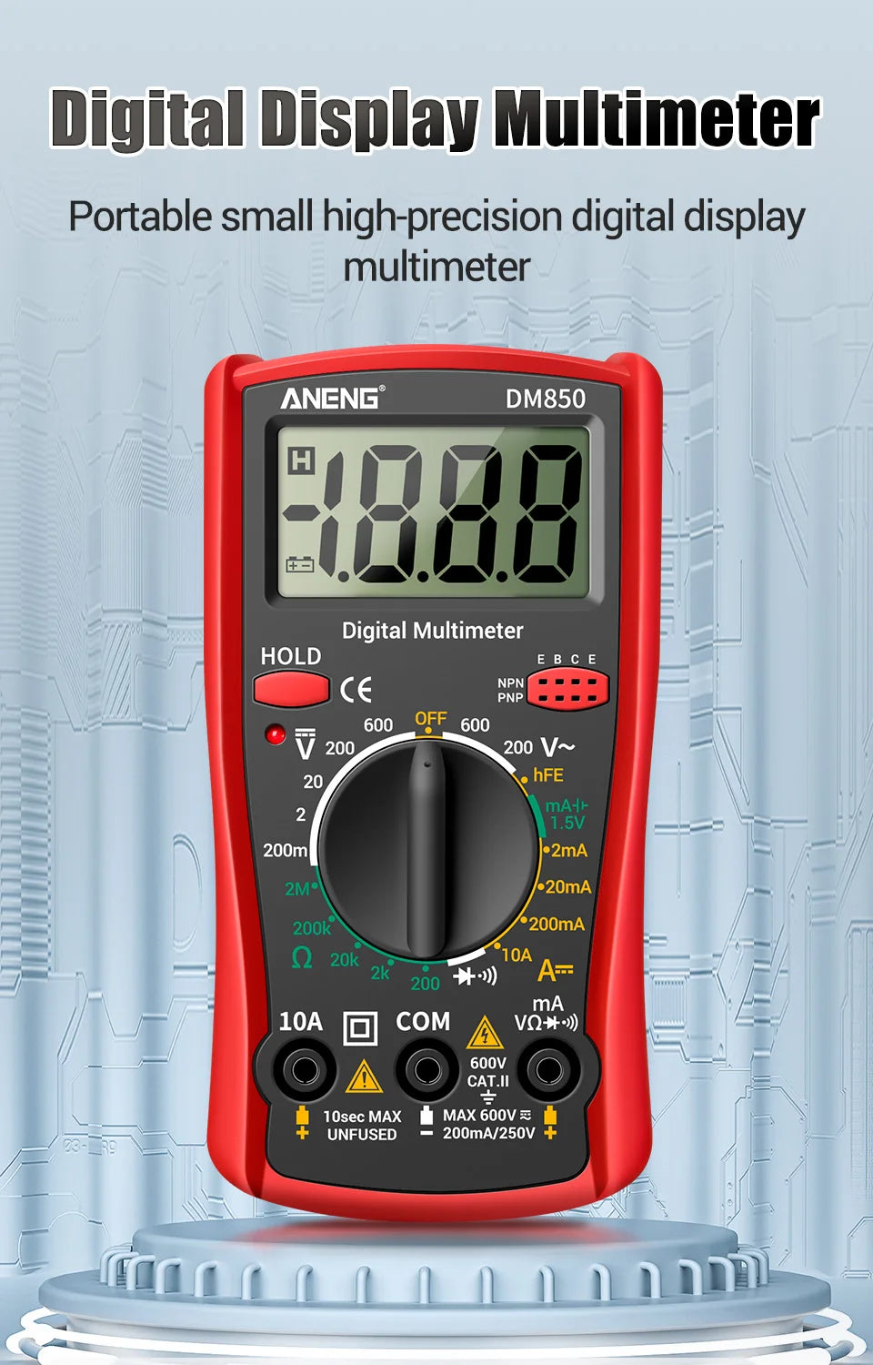 ANENG DM850 Digital Multimeter Automatic Professional 1999 Counts Auto AC/DC Votage Tester Ohm Current Ammeter Detector Tool Beauty World Shop
