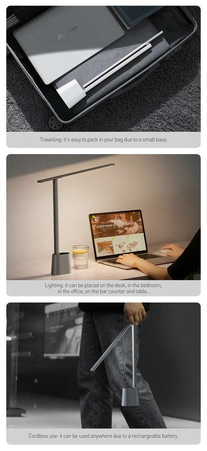 Baseus LED Desk Lamp Eye Protection Study Dimmable Office Light Foldable Table Lamp Smart Adaptive Brightness Bedside Read Lamp Beauty World Shop