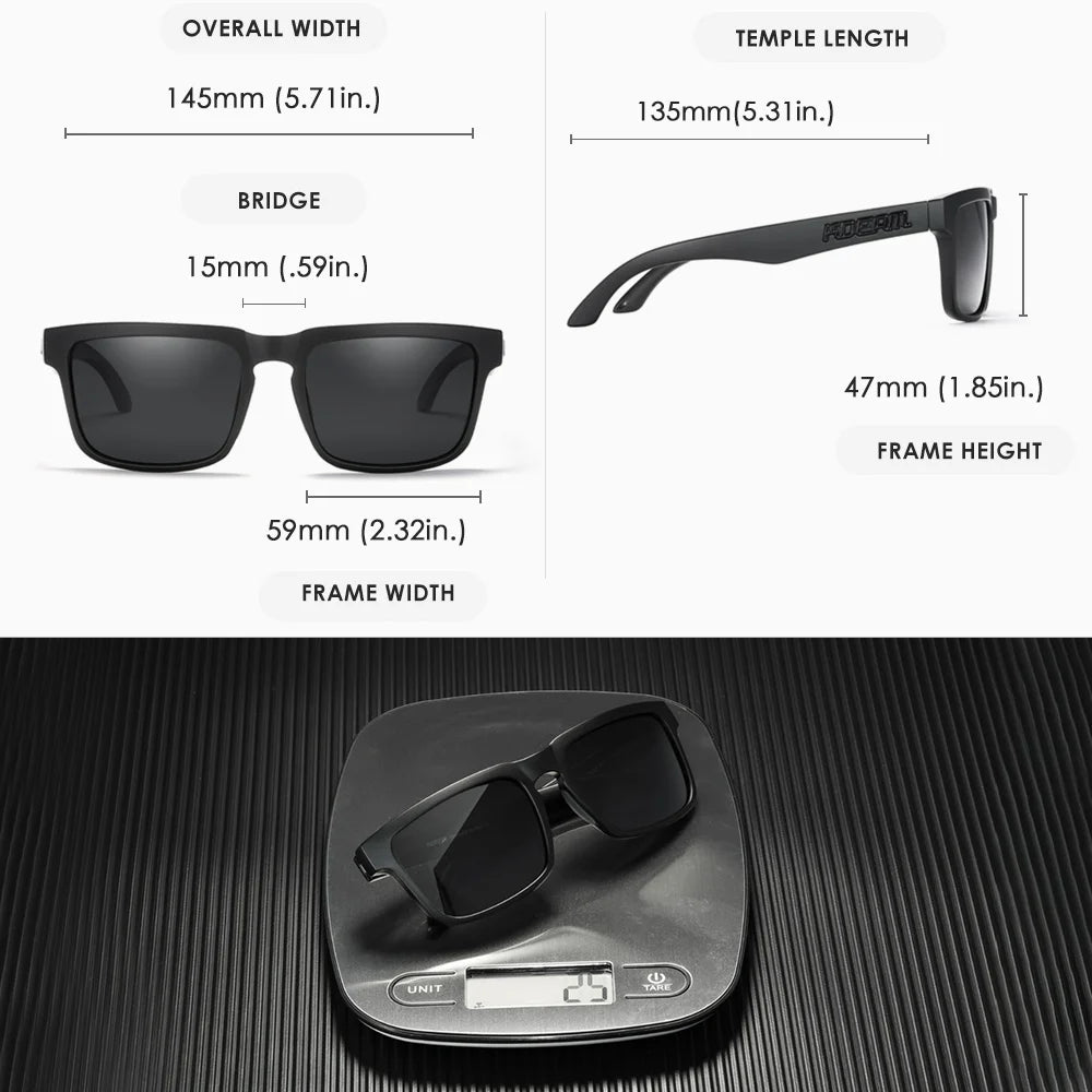 KDEAM Men's Polarized Sunglasses Square Casual Outdoors Sun Glasses Women Unisex Sunglass For Couple With Zipper Case Beauty World Shop