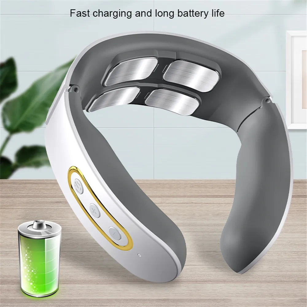 Electric Neck and Shoulder Pulse Massager 6 Mode 9 Levels Adjustable Cervical Vertebra Relax Pain Relief Kneading Machine Beauty World Shop