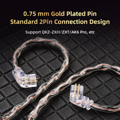QKZ T1 Earphone Cable QDC Type Copper Silver-plated Upgrade Cable 3.5mm Wired Headphones For KZ ZSN PRO ZS10 pro EDX TRN CCA