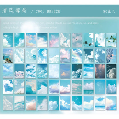 Yoofun 50 Sheets Natural Scenery&Art Paintings Stationery Stickers Book Aesthetic Landscape Cute Scrapbooking Planner Journaling Beauty World Shop