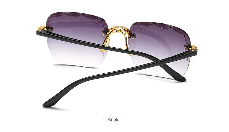 3PCS Square Rimless Sunglasses Women Luxury Brand Designer Summer Red Glasses Fashion Sun glasses For Men UV400 Shades Oculos Beauty World Shop