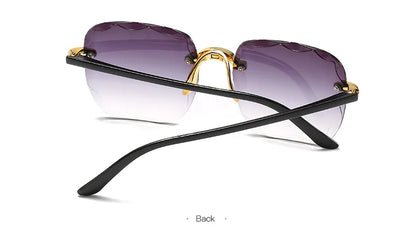 3PCS Square Rimless Sunglasses Women Luxury Brand Designer Summer Red Glasses Fashion Sun glasses For Men UV400 Shades Oculos Beauty World Shop