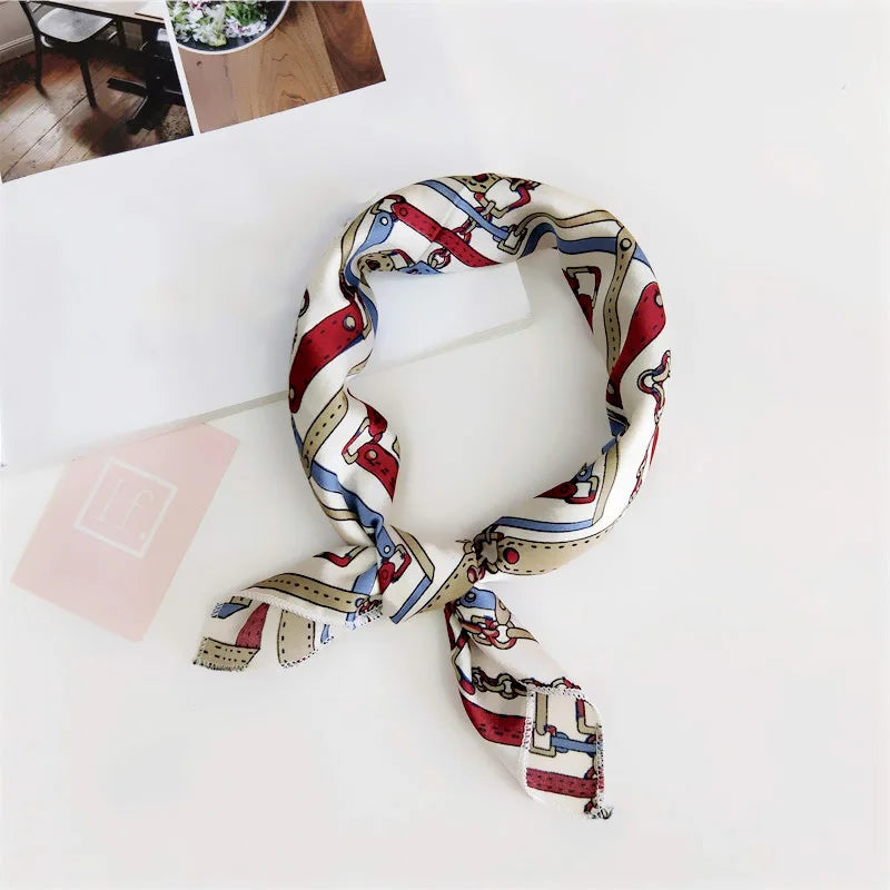 Square Scarf Hair Tie Band For Business Party Women Elegant Small Vintage Skinny Retro Head Neck Silk Satin Scarf Beauty World Shop