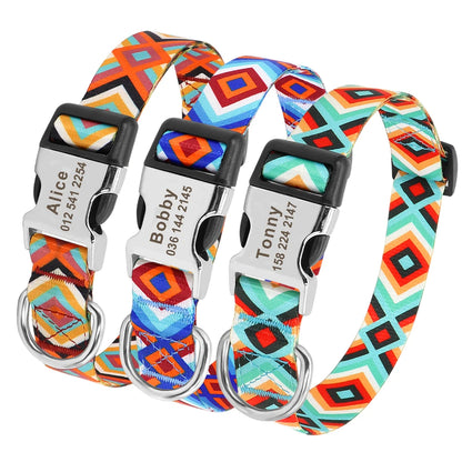 Adjustable Nylon Dog Collar Personalized Dogs Cat ID Collars With Engraved Name Buckle Anti-lost for Small Medium Large Dogs Beauty World Shop