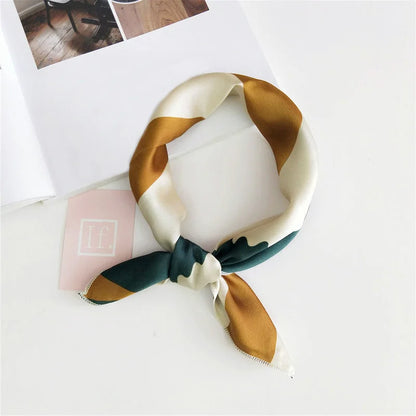 Square Scarf Hair Tie Band For Business Party Women Elegant Small Vintage Skinny Retro Head Neck Silk Satin Scarf Beauty World Shop