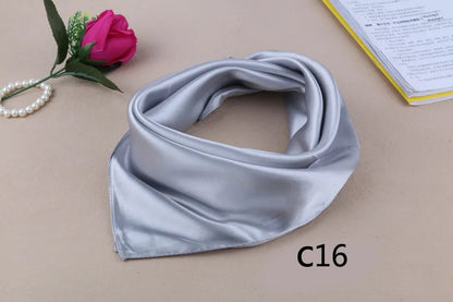 WZCX 60*60cm Women Solid Color Silk Scarf Spring Autumn Fashion New Simple Square Scarfs For Ladies Female Scarf Beauty World Shop