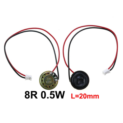 1X 8 Ohm 8R 0.5W Mini Ultra-thin Horn Speaker Diameter 20mm 23mm 28mm 30mm 36mm 40mm 50mm 57mm Loudspeaker W/ P2.0 Termina Wire