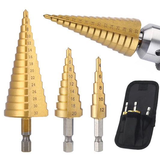 4-32 mm 4-20 mm HSS Titanium Coated Step Drill Bit High Speed Steel Metal Wood Hole Cutter Cone Drilling Tool Beauty World Shop