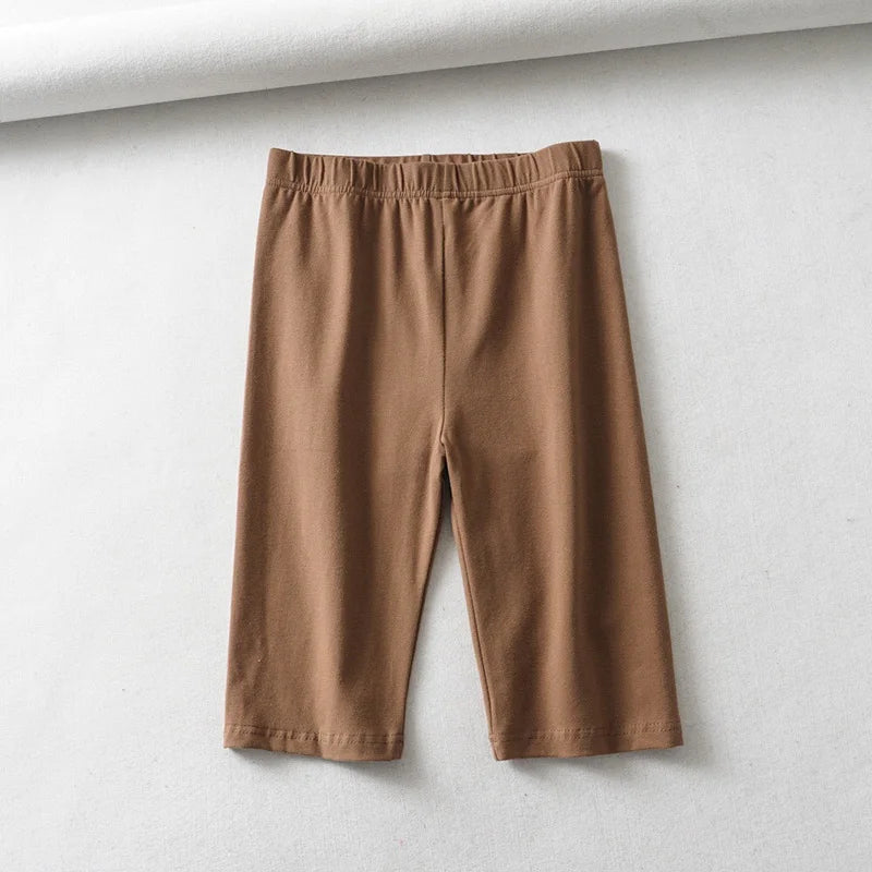 sexy women cotton high waist elastic pure color slim Knee-Length biker shorts female Beauty World Shop
