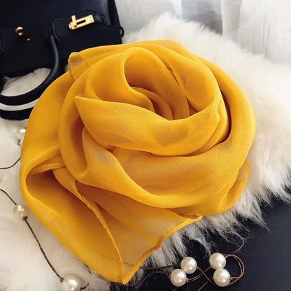 Fashion Four Seasons Women Plain Color Thin Soft Beach Thin Silky Georgette Scarf Shawls Long Wraps Beach Sunscreen Hijab Beauty World Shop