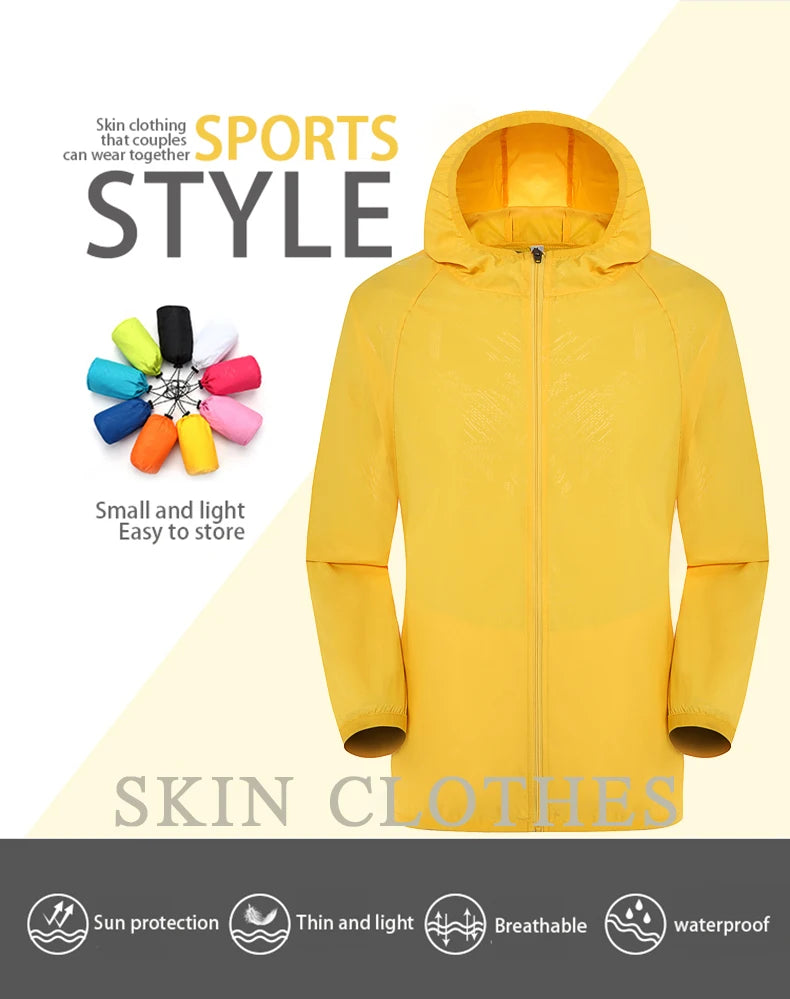 LNGXO Hiking Waterproof Jacket Women Men Camping Running Sun-Protective Windbreaker Quick Dry Outdoor Sport Rain Coat Unisex Beauty World Shop