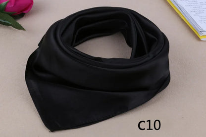 WZCX 60*60cm Women Solid Color Silk Scarf Spring Autumn Fashion New Simple Square Scarfs For Ladies Female Scarf Beauty World Shop