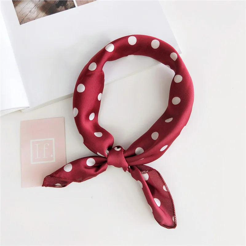 Square Scarf Hair Tie Band For Business Party Women Elegant Small Vintage Skinny Retro Head Neck Silk Satin Scarf Beauty World Shop