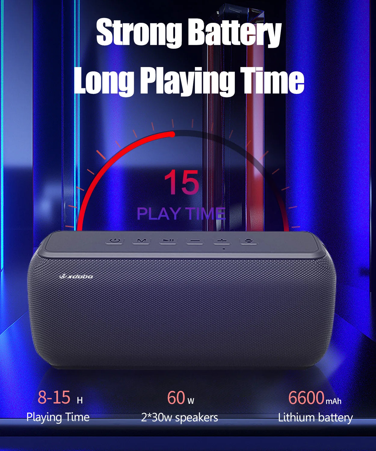 XDOBO X8 Portable 60W Bluetooth-Compatible Speakers 6600mAh Wireless Bass With Subwoofer Sound Box IPX5 Waterproof TWS Boombox