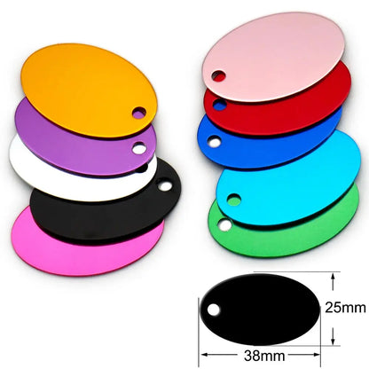 Random Mix 100pcs Aluminum Blank ID Tag Personalized Pet Dog Cat Name Plates Custom Pendant Engravable Ornament Accessories