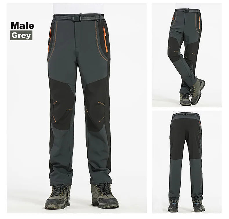 LNGXO Thick Warm Fleece Hiking Pants Men Winter Waterproof Windproof Outdoor Soft Shell Rain Trousers Trekking Camping Ski Pants Beauty World Shop