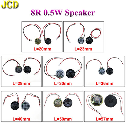 1X 8 Ohm 8R 0.5W Mini Ultra-thin Horn Speaker Diameter 20mm 23mm 28mm 30mm 36mm 40mm 50mm 57mm Loudspeaker W/ P2.0 Termina Wire