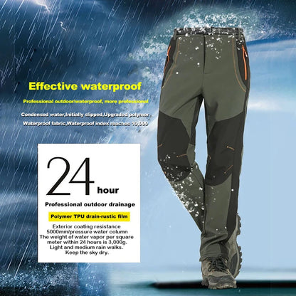 LNGXO Thick Warm Fleece Hiking Pants Men Winter Waterproof Windproof Outdoor Soft Shell Rain Trousers Trekking Camping Ski Pants Beauty World Shop