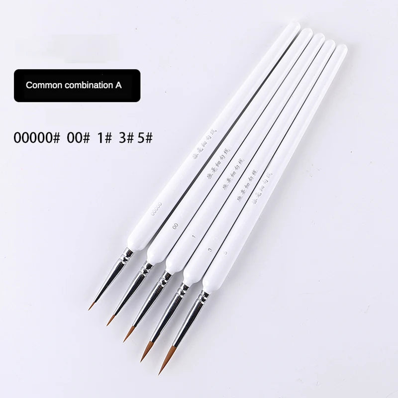 4/5/10pcs Miniature Hook Line Pen Art Painting Brushes Weasel Hair Paint Brush Gouache Watercolor Oil Paint Artists Hand Painted Beauty World Shop