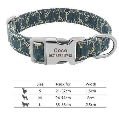 Adjustable Nylon Dog Collar Personalized Dogs Cat ID Collars With Engraved Name Buckle Anti-lost for Small Medium Large Dogs Beauty World Shop