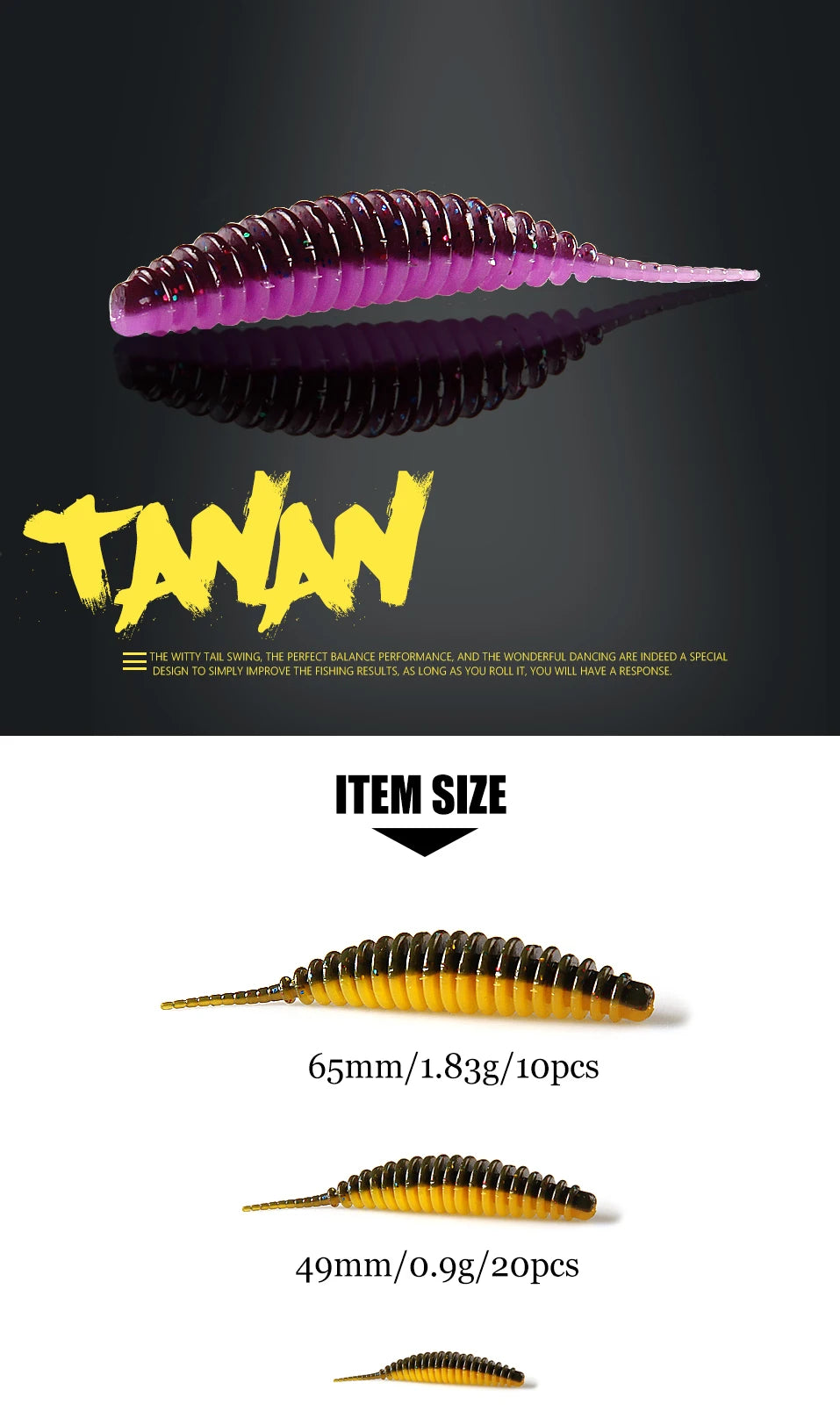 2023 Supercontinent worm bait soft bait Tanta 49mm 65mm fishing lures Pesca carp fishing bass lure Isca artificial PVA Beauty World Shop