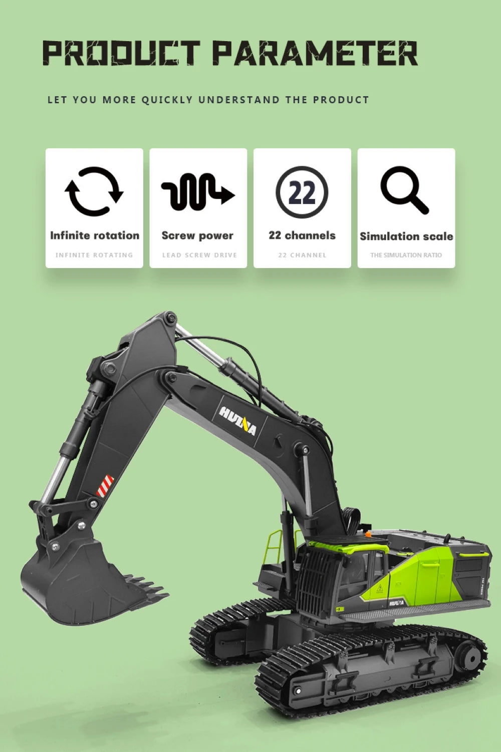 1/14 HUINA 1593 582 RC Excavator Dumper Truck crawler Alloy Tractor Loader 2.4G Radio Controlled Car Engineering toy for boy Beauty World Shop
