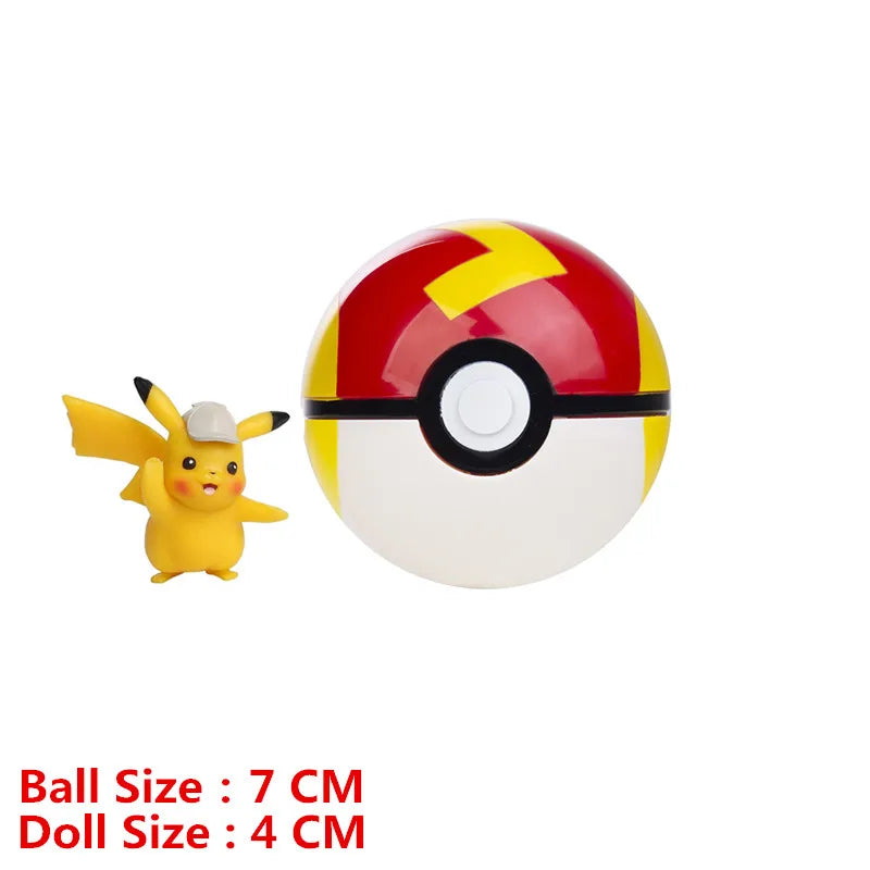 Pokemon Pokeball With Cartoons Movie Anime Figure Pikachu Charmander Eevee Squirtle Vulpix Quality Pet Action Model Toys Gifts Beauty World Shop