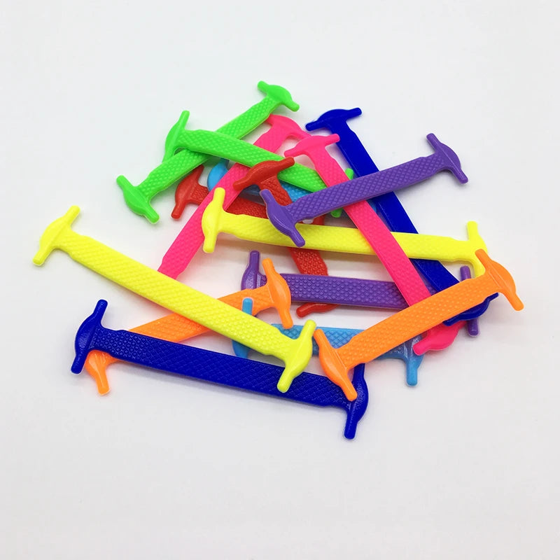 16pcs/lot Silicone Shoelaces No Tie Shoelaces 12 colors Elastic Lace Shoelace Creative Lazy Silicone Laces Rubber Lace Beauty World Shop