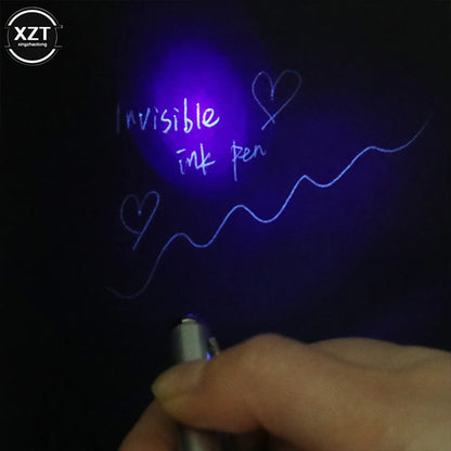 Invisible Ink Pen With Uv Light Hidden Handwriting Novelty Ballpoint Pens Office School Supplies Magic Secret Ballpoint pen Beauty World Shop