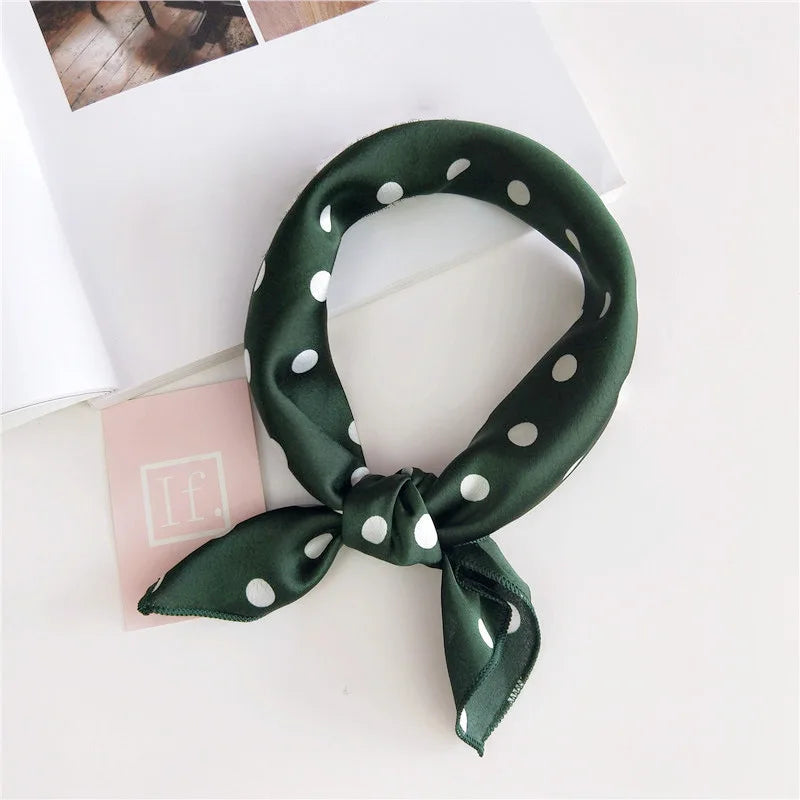 Square Scarf Hair Tie Band For Business Party Women Elegant Small Vintage Skinny Retro Head Neck Silk Satin Scarf Beauty World Shop