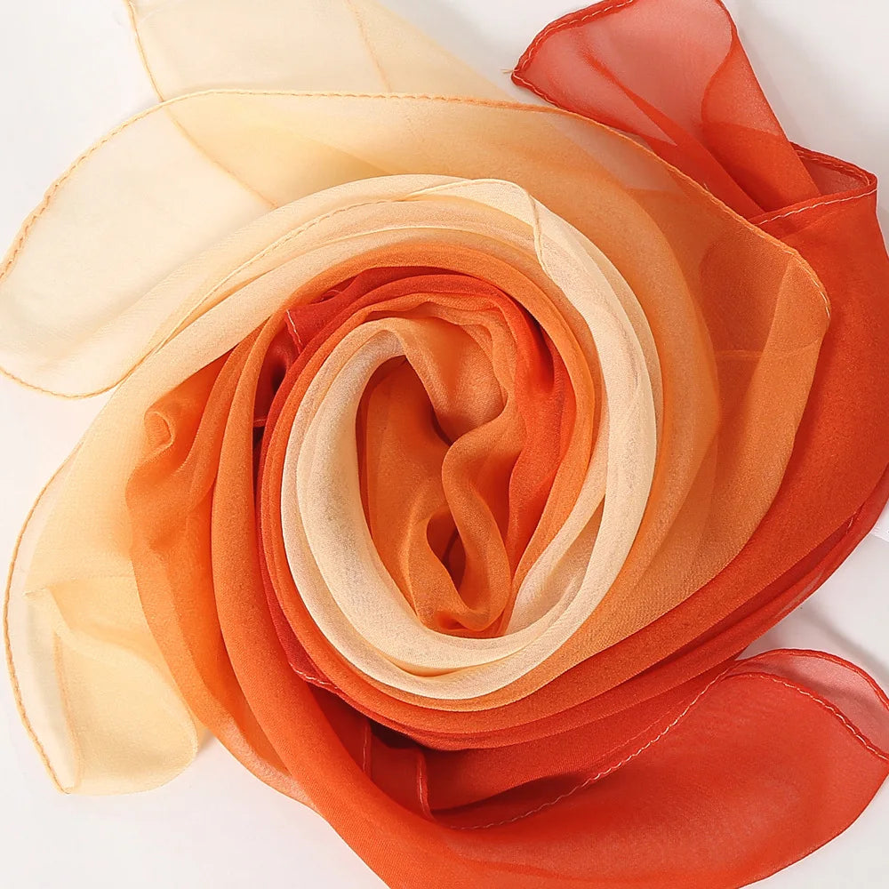 Four Seasons Thin Soft Chiffon For Women Silky Gradient Printing Beach Georgette Scarf Shawls Long Wraps Beach Sunscreen Hijab Beauty World Shop