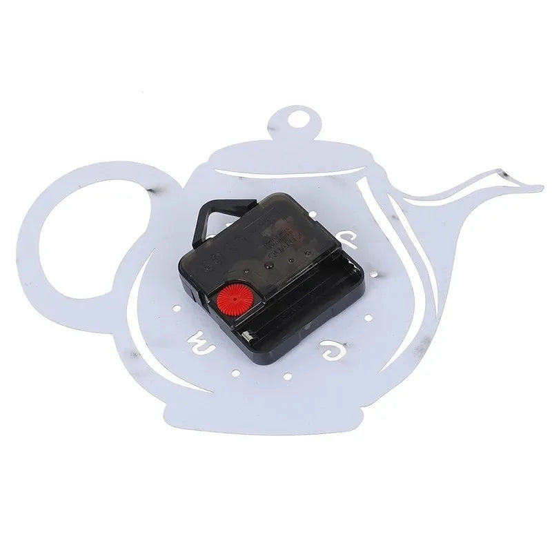 3D DIY Teapot Shape Wall Clock Acrylic Mirror Clock Modern Kitchen Home Decor Wall Sticker Hollow Digital Clock watch home clock Beauty World Shop