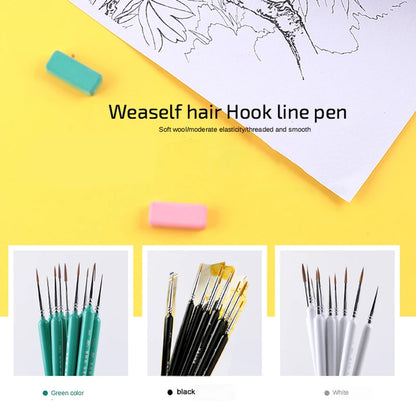 4/5/10pcs Miniature Hook Line Pen Art Painting Brushes Weasel Hair Paint Brush Gouache Watercolor Oil Paint Artists Hand Painted Beauty World Shop