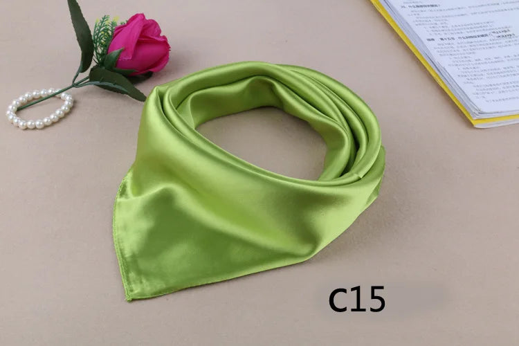WZCX 60*60cm Women Solid Color Silk Scarf Spring Autumn Fashion New Simple Square Scarfs For Ladies Female Scarf Beauty World Shop
